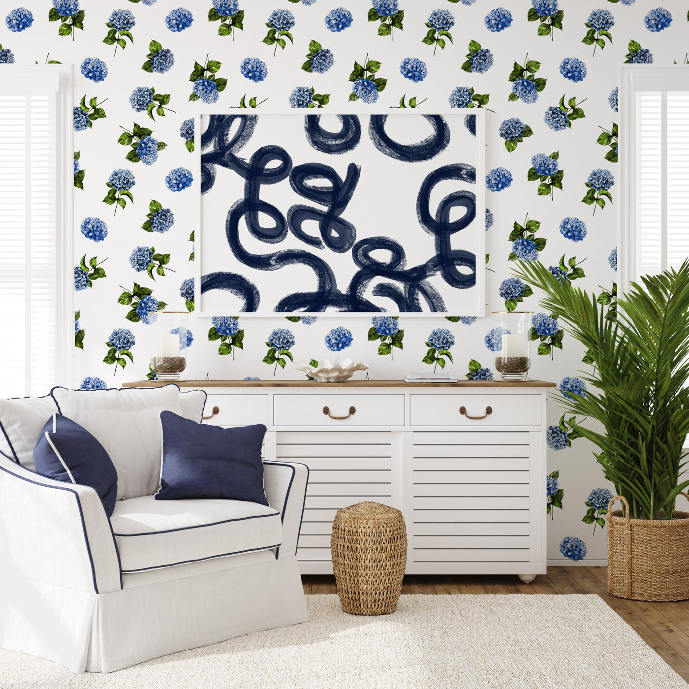 Wallpaper Hydrangea Blue Wallpaper Katie Kime Design