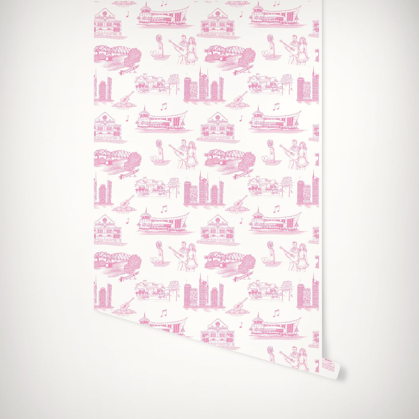 Wallpaper Pink / Double Roll / Small Nashville Toile Wallpaper Katie Kime Design