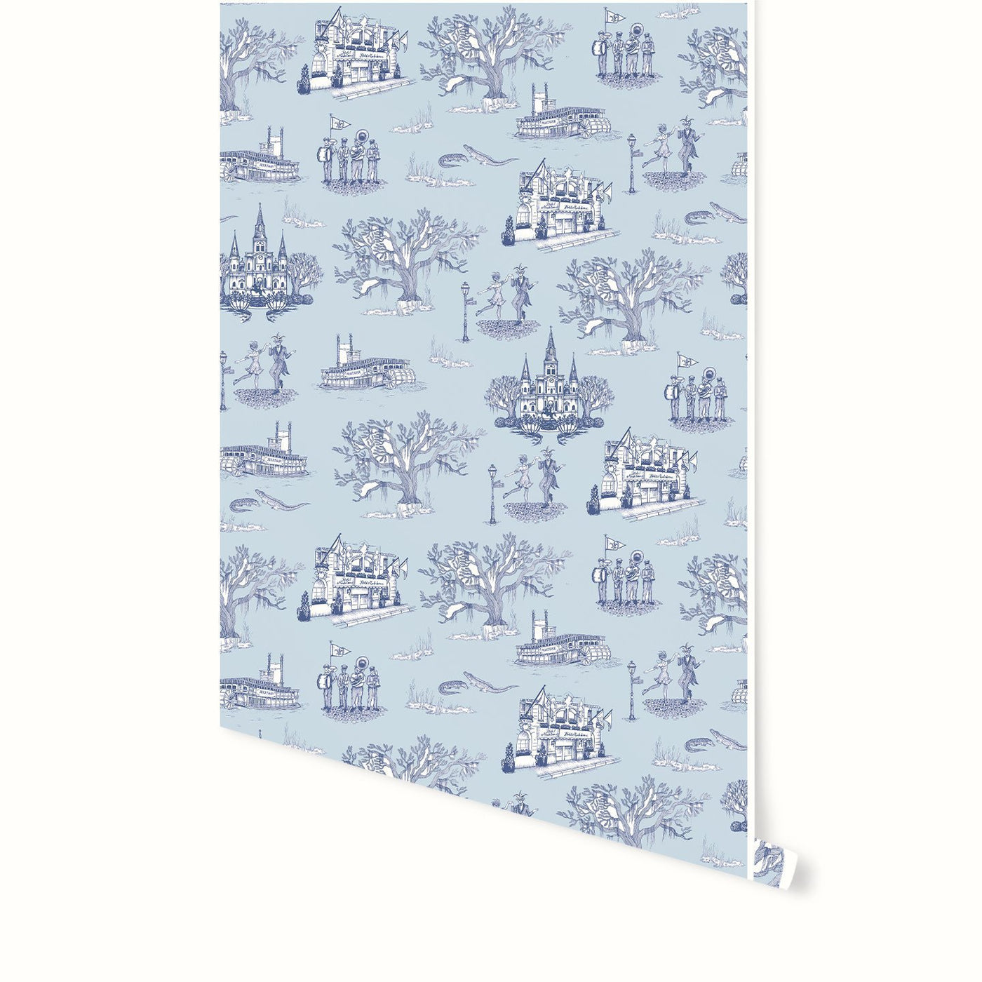 Wallpaper Blue Navy / Double Roll New Orleans Toile Wallpaper Katie Kime Design