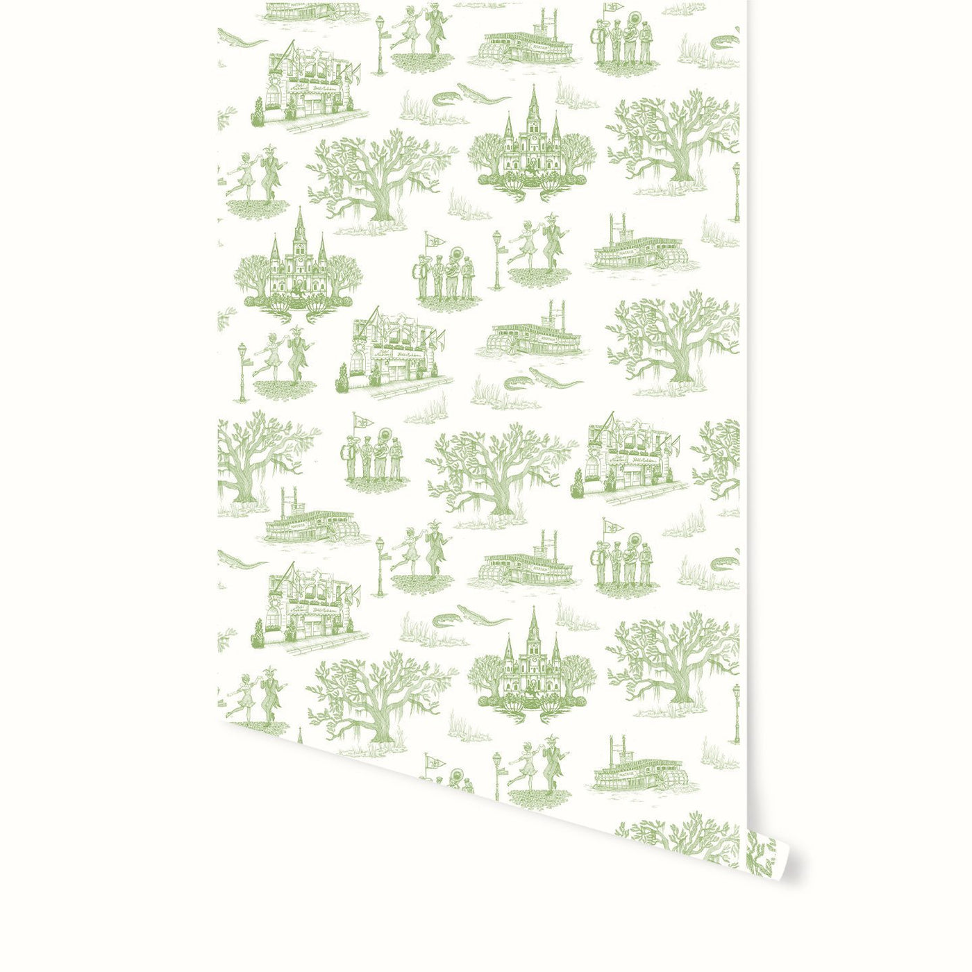 Wallpaper Green / Double Roll New Orleans Toile Wallpaper Katie Kime Design