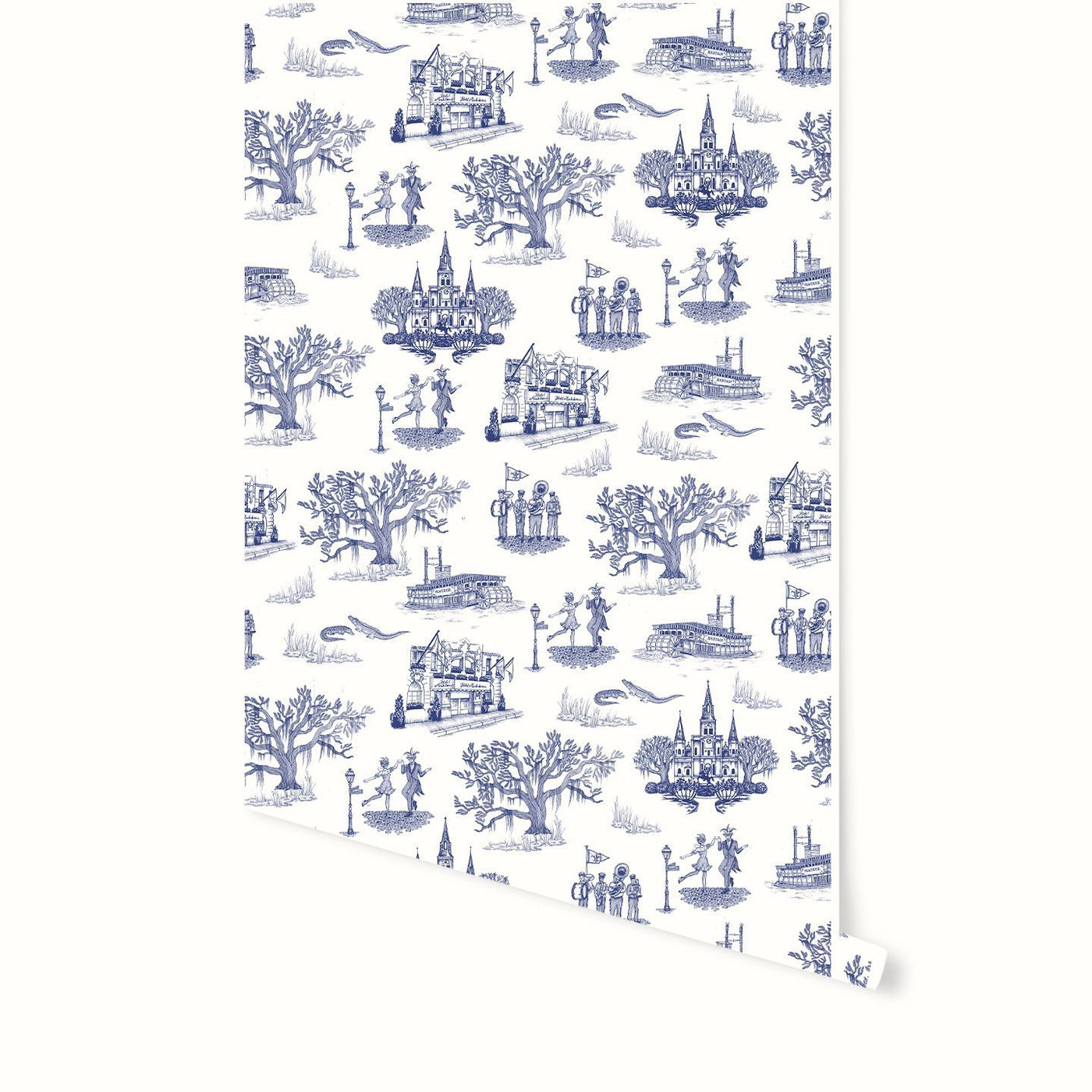 Wallpaper Navy / Double Roll New Orleans Toile Wallpaper Katie Kime Design