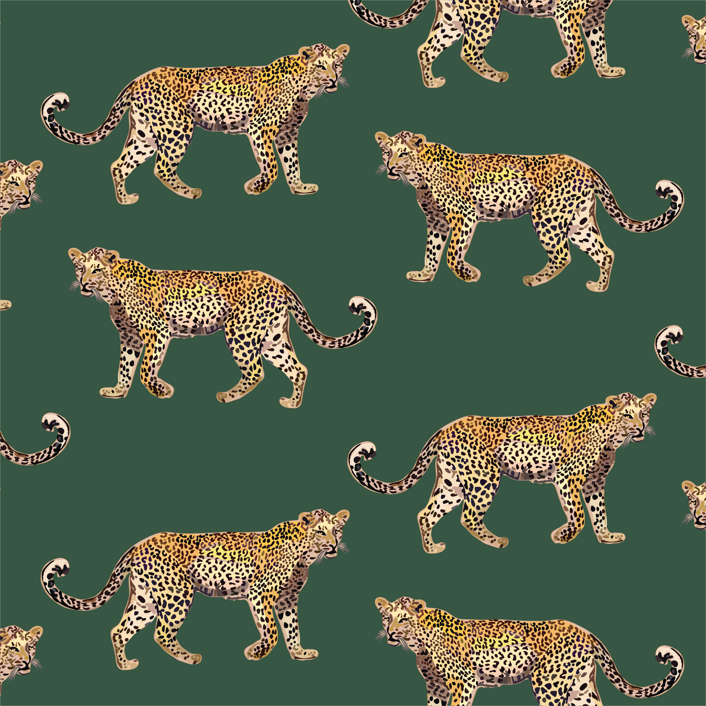 Wallpaper 8x10 Sample / Hunter Green Cheetahs Wallpaper Katie Kime Design