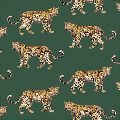 Wallpaper 8x10 Sample / Hunter Green Cheetahs Wallpaper Katie Kime Design