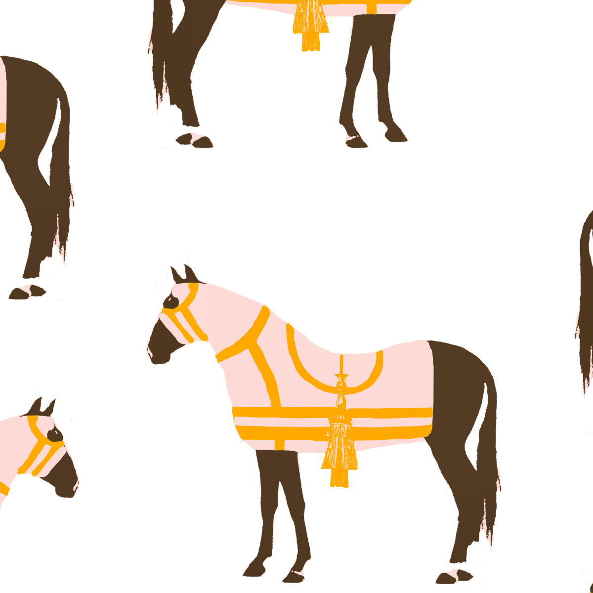 Wallpaper Double Roll / Orange Horse & Tassel Wallpaper Katie Kime Design