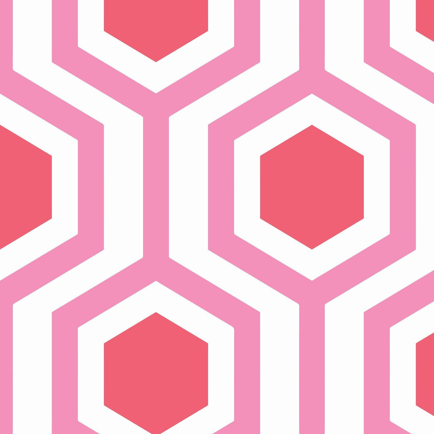 Wallpaper Double Roll / Pink/Coral Honeycomb Wallpaper Katie Kime Design